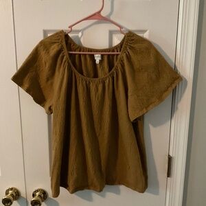 Brown short sleeve peasant top size L by Wonderly